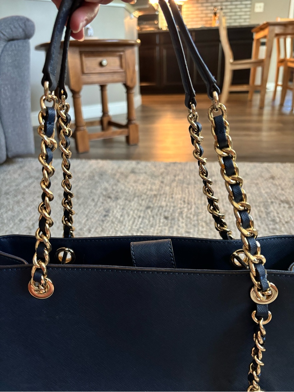 NWT MICHAEL Michael Kors Large Susannah Saffiano Leather Tote Bag - Navy Blue - Picture 12 of 16